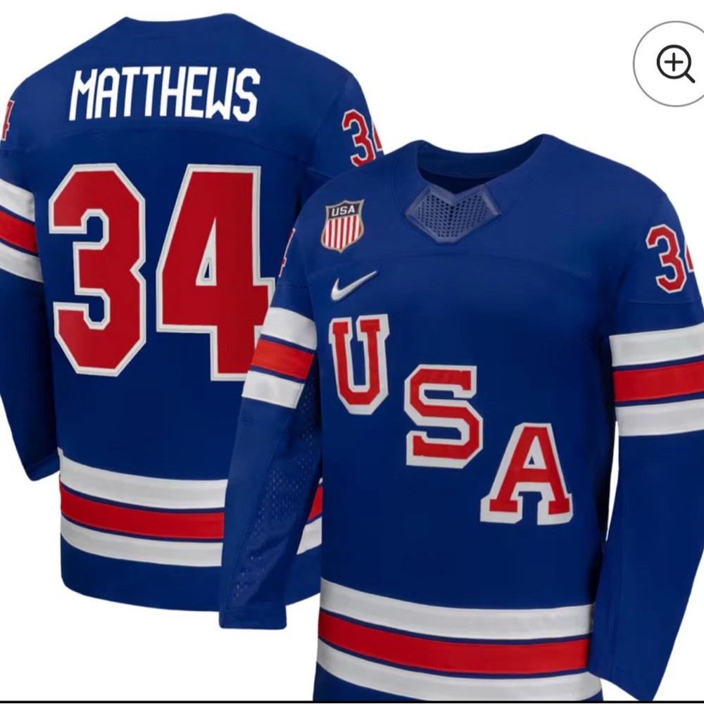 Nike USA Hockey Austin Matthews NHL Olympic Gold Medal Hockey‎ Jersey